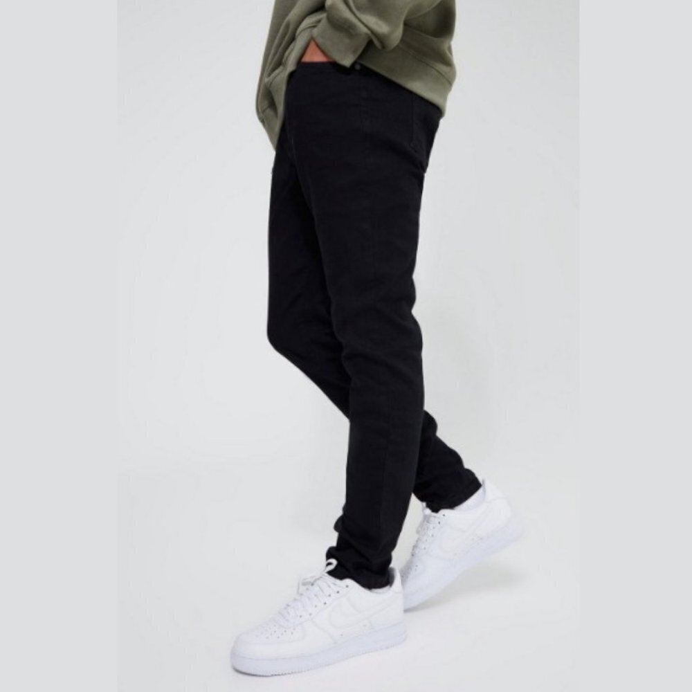 Boohoo Men's True Black Skinny Stretch Jean  - 36R